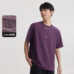 卡宾 精致树皮纹logo春夏时尚潮流纯棉亲肤短袖T恤男
