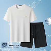 梦特娇 夏透气圆领短袖T恤休闲短裤男两件套