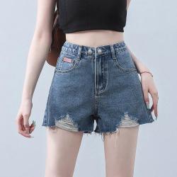 I.T it izzue破洞毛边牛仔短裤女夏季百搭高腰时尚a字短裤女
