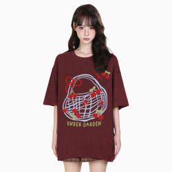 I.T it UDG女上衣夏宽松樱桃印花女式纯棉休闲短袖T恤半袖女