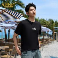 卡宾 时尚字母潮流刺绣26夏假日休闲随性百搭短袖T恤男