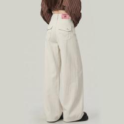 I.T CHOCOOLATE街头风高腰宽松阔腿牛仔裤夏季垂感长裤子