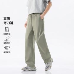 GXG 26夏季时尚弹力舒适松紧腰系绳简约百搭男式直筒休闲裤