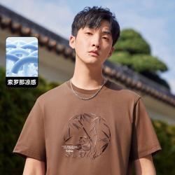 卡宾 冰爽凉感趣味街头风26夏情侣款休闲短袖T恤男