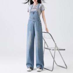 I.T it ccaabb小香风牛仔背带裤女春款薄宽松休闲显瘦阔腿裤