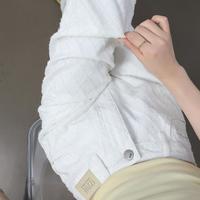 I.T it izzue高腰提花白色阔腿牛仔裤春夏宽松直筒长裤子女