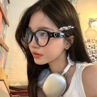 网红适合防紫外线素颜猫眼爱心黑色眼镜框平光眼镜女风复古眼镜架