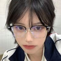 M.S/陌素斯文败类眼镜框半框眼镜方圆脸黑色近视眼镜架防蓝光眼镜