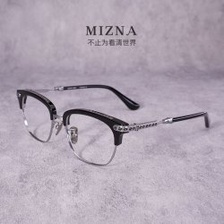 周董同款纯钛眉线半框大脸显小大框眼镜框专业配镜黑框眼镜