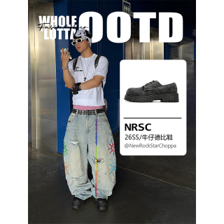 NewRockStarChoppa"无主系列"CleanFIt大头德比鞋 顶男穿搭黑皮鞋