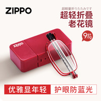 ZIPPO 进口防蓝光女士专用便携折叠款老花镜高档正品袖珍眼镜8126