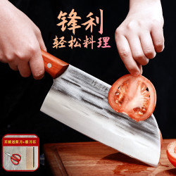 锋匠仕 Fengjiangshi 锋匠仕 手工锻打圆头切片刀砍骨刀送磨刀石剪刀