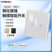 fdd TEP国际电工已接入米家APP玻璃智能开关面板语音蓝牙单零火双控开