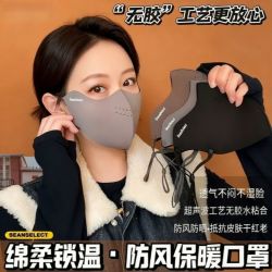 冬季新款加绒保暖面罩户外骑行防风防寒透气口罩女