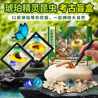 中盛 琥珀昆虫精灵化石标本寻宝儿童宝石挖掘考古玩具手工男孩女孩礼物