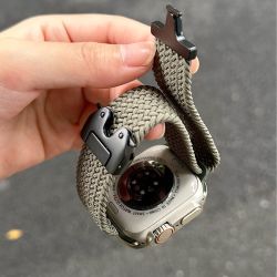 新款Ultra尼龙弹力编织表带降落伞苹果S9S8透气iwatchS10手表带45