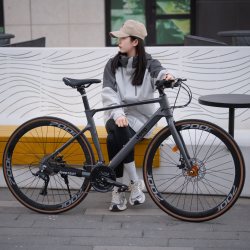 吉普 魅控镁合金公路自行车碟刹硬叉变速男女上班骑行公路车