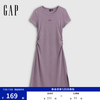 Gap 859205 刺绣logo捏褶收腰 紫色 M(165/88A) 连衣裙