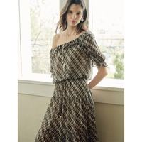 独束 女装 格纹印花上衣半裙套装 26夏季新品
