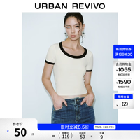 UR UWM460034+ 撞色拼接修身 浅黄色 M 女士T恤