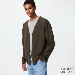 优衣库 V领针织开衫/长袖优衣库男装宽松款毛衫薄外套481727