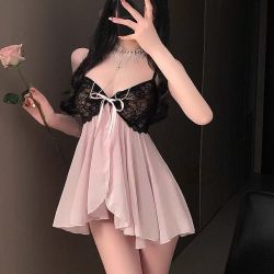 性感睡衣女 蕾丝拼接吊带睡裙