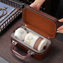 梵昇昱旅行茶具套装便携户外功夫茶具家用陶瓷泡茶壶快客杯节日商务礼品 旅行茶具套装