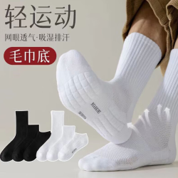 简尚恩 男士运动袜 加厚毛巾底 5双装