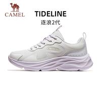 骆驼 跑步鞋男女2026运动鞋逐浪2.0缓震舒适防滑抓地百搭 K26B304037，象牙白/浅紫，女 38