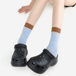 蜜乐森 女士撞色浮雕中筒袜 53263