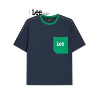 Lee 纯棉男童短袖T恤女童夏装明线中大童装半袖上衣薄款