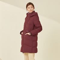 千仞岗 90绒子鸭绒中长款羽绒服 富贵红 S(160)