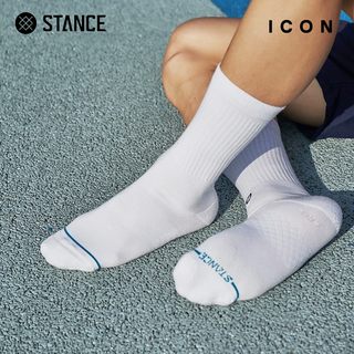 STANCE ICON系列 透气纯棉 白色 3双装 运动袜