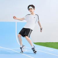 特步 亲肤舒适轻薄透气男童女童2026新品日常简约百搭双杠夏季套装