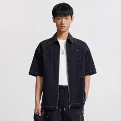 卡宾 衬衫男日常通勤夏季翻领短袖休闲衬衫