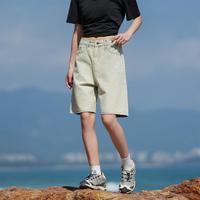 吉普 宽松直筒五分短裤女夏季2026新款高腰显瘦小个子百搭牛仔裤