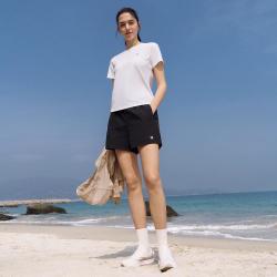 FILA 女装运动T恤女士简约基础百搭防晒高弹针织短袖衫