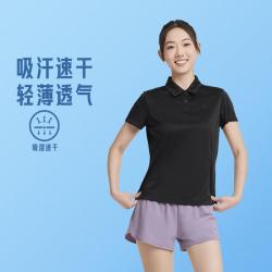 乔丹 吸湿速干短袖Polo衫女士夏季网球运动透气翻领短袖T恤