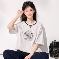 I.T CHOCOOLATE可爱小熊印花圆领宽松短袖t恤慵懒风女上衣