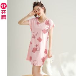 芬腾 100%纯棉 女士睡裙 可爱粉色系（女神专属）