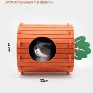 瓜洲牧 胡萝卜毛毡猫窝宠物窝半封闭可拆洗猫窝四季通用宠物双层耐抓猫窝 胡萝卜小号30*40cm（12斤内） 橙色