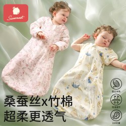 科巢 婴儿睡袋夏季纱布一体新生儿童宝宝春秋桑蚕丝防踢被四季通用