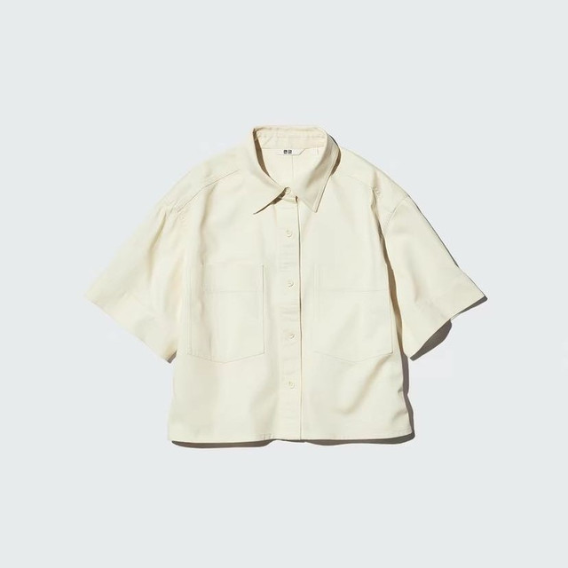 优衣库 牛仔箱型衬衫/半袖/水洗产品优衣库女装男装衬衣483877