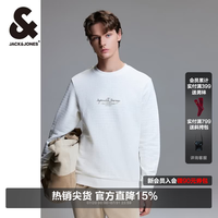 杰克琼斯 杰克·琼斯（JACK&JONES）秋季纹理感针织面料舒适基础百搭字母刺绣长袖卫衣224333014 奶白A42 常规 奶白A42 175/96A/M