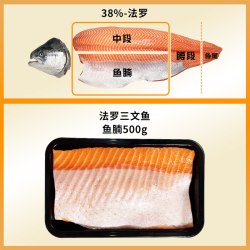 海宏盈 法罗群岛 大西洋鲑鱼中段 500g 进口