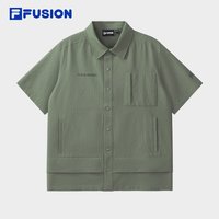 FILA FUSION斐乐潮牌梭织短袖外套男2025秋新款时尚休闲宽松上衣