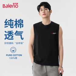 班尼路 男宽松透气纯棉无袖t恤