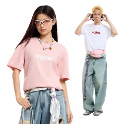 美特斯邦威 男女同款时尚潮流撞色印花纯棉T恤
