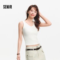 森马 女短款V领紧身凉感上衣