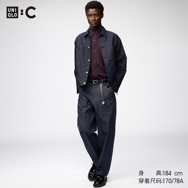 优衣库 廓形长裤/牛仔风常规款男装女装